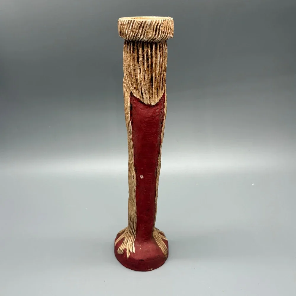 Carved Wood Folk Art Santa Claus Candle Holder Primitive Rustic Sculpture‎ Decor